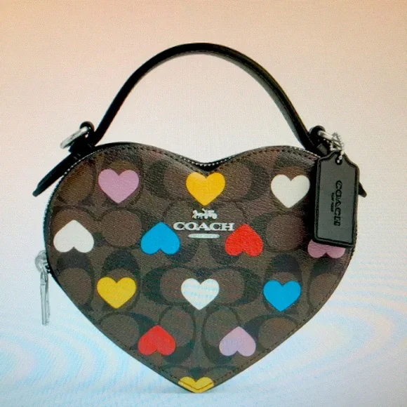 Multi Heart Crossbody Signature Canvas with Heart Print  BNWT - Picture 2 of 13
